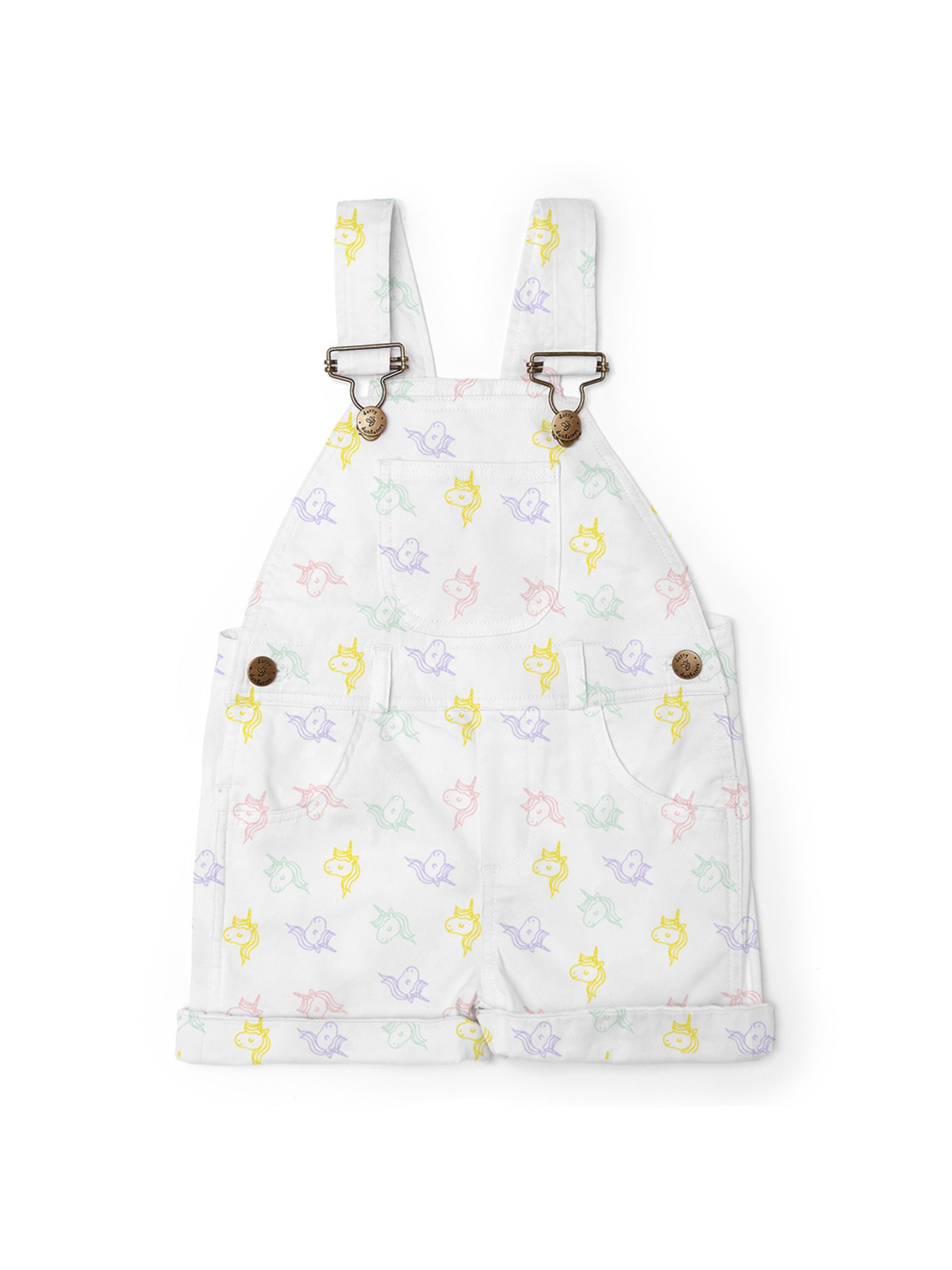  Dotty Dungarees Unicorn Print Overall Shorts - Multi - Bonton