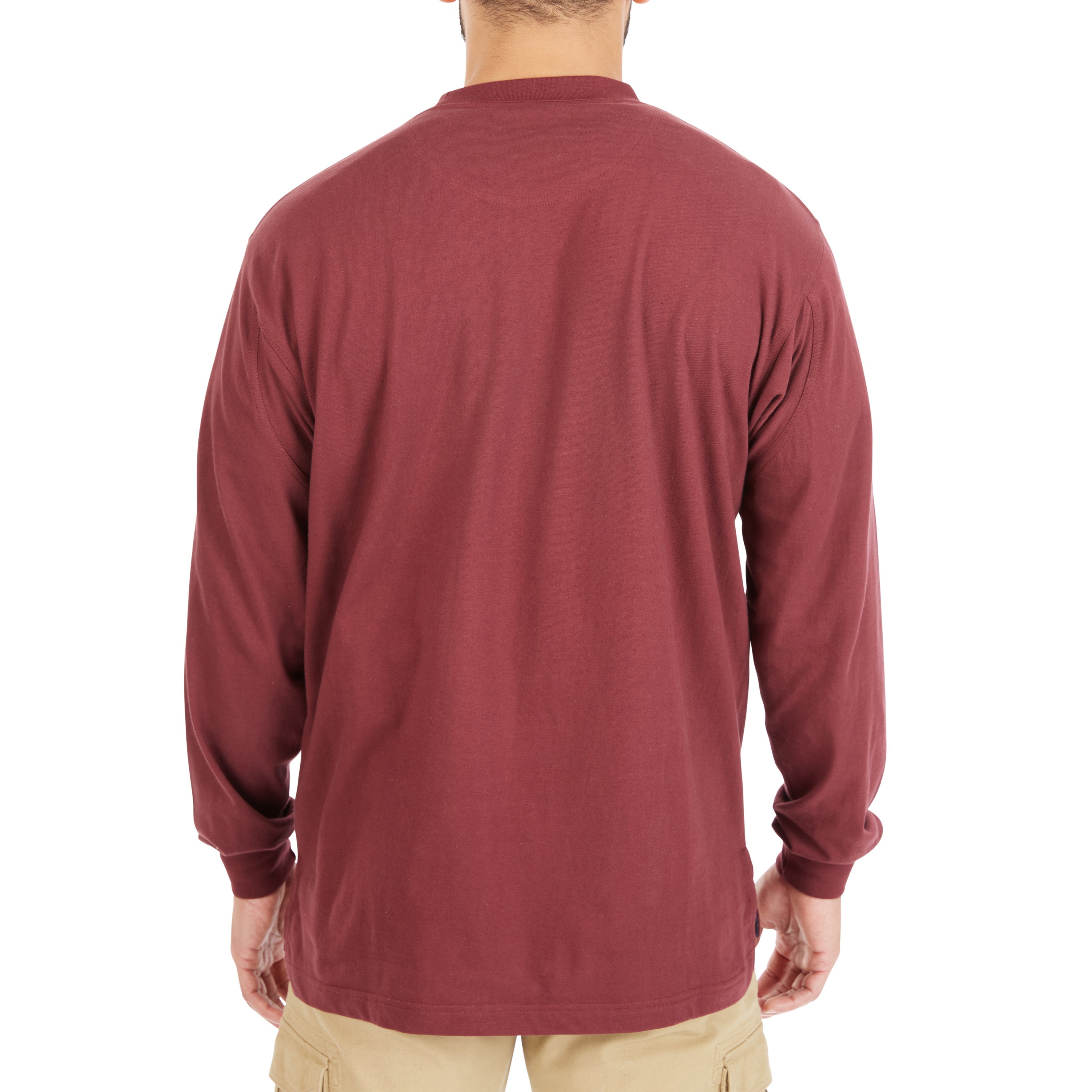  Smith's Workwear Extended-Tail Long Sleeve Pocket Shirt - Dark Red - Bonton