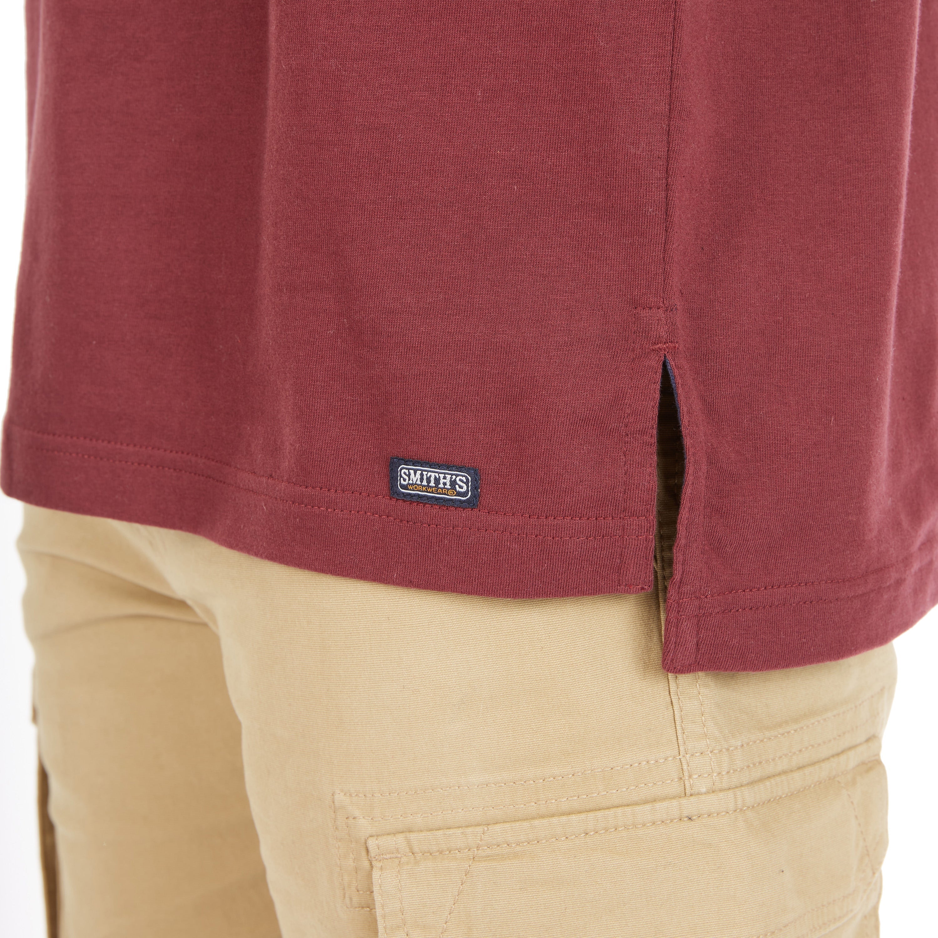  Smith's Workwear Extended-Tail Long Sleeve Pocket Shirt - Dark Red - Bonton