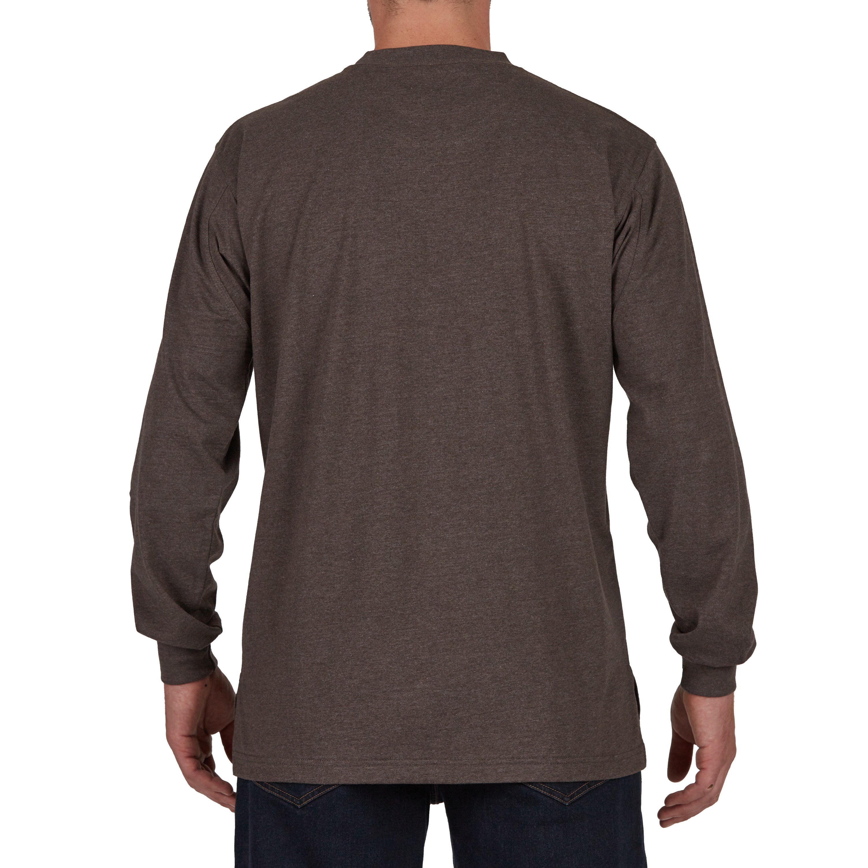  Smith's Workwear Extended-Tail Long Sleeve Pocket Shirt - Charcoal Heather - Bonton