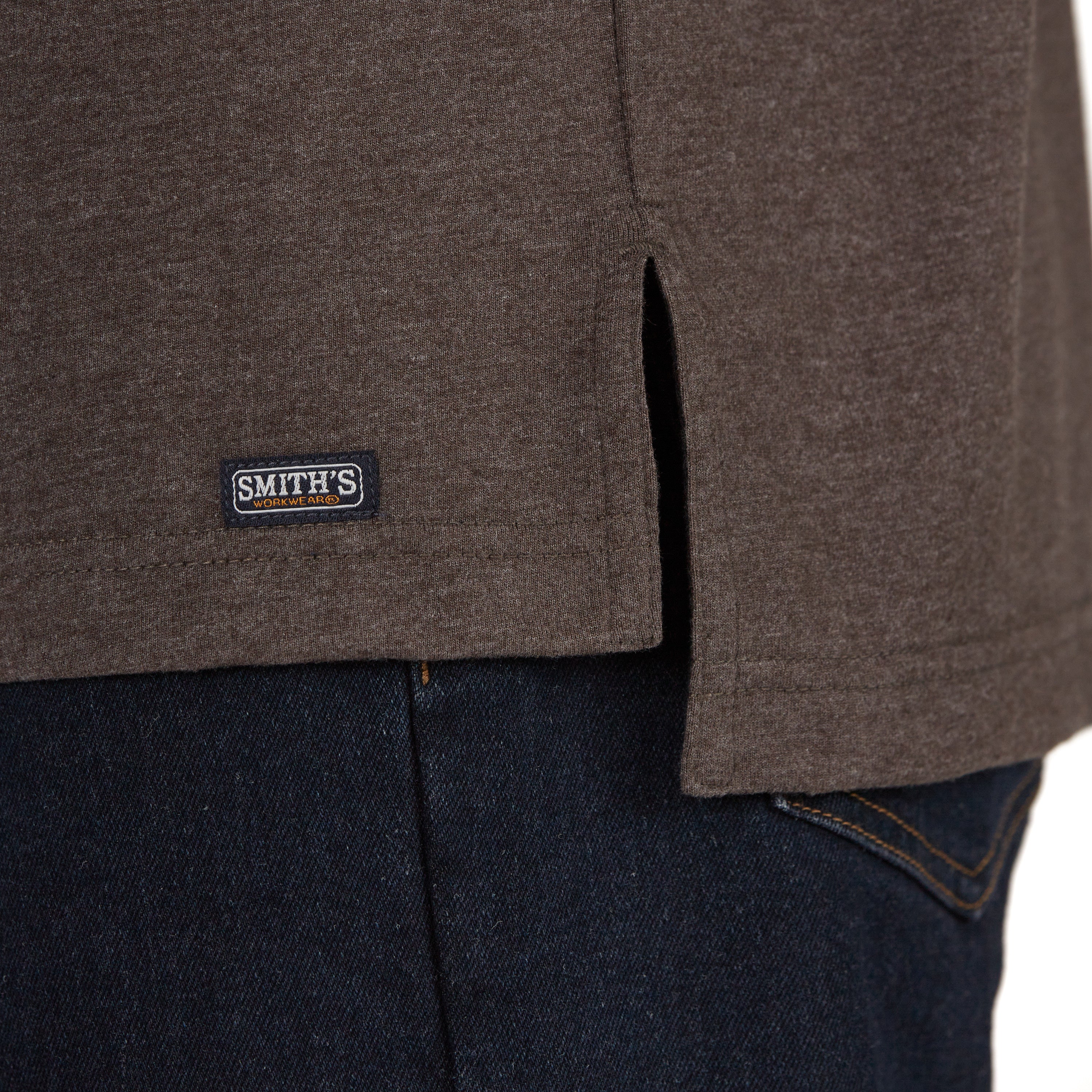  Smith's Workwear Extended-Tail Long Sleeve Pocket Shirt - Charcoal Heather - Bonton