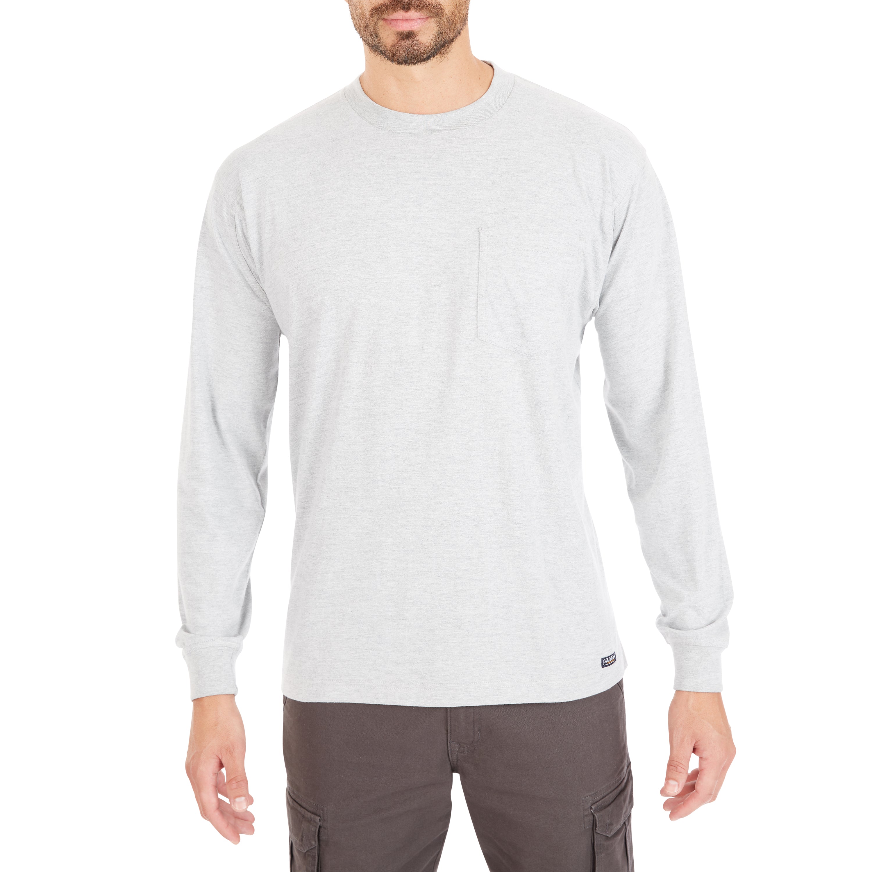  Smith's Workwear Extended-Tail Long Sleeve Pocket Shirt - Heather Grey - Bonton