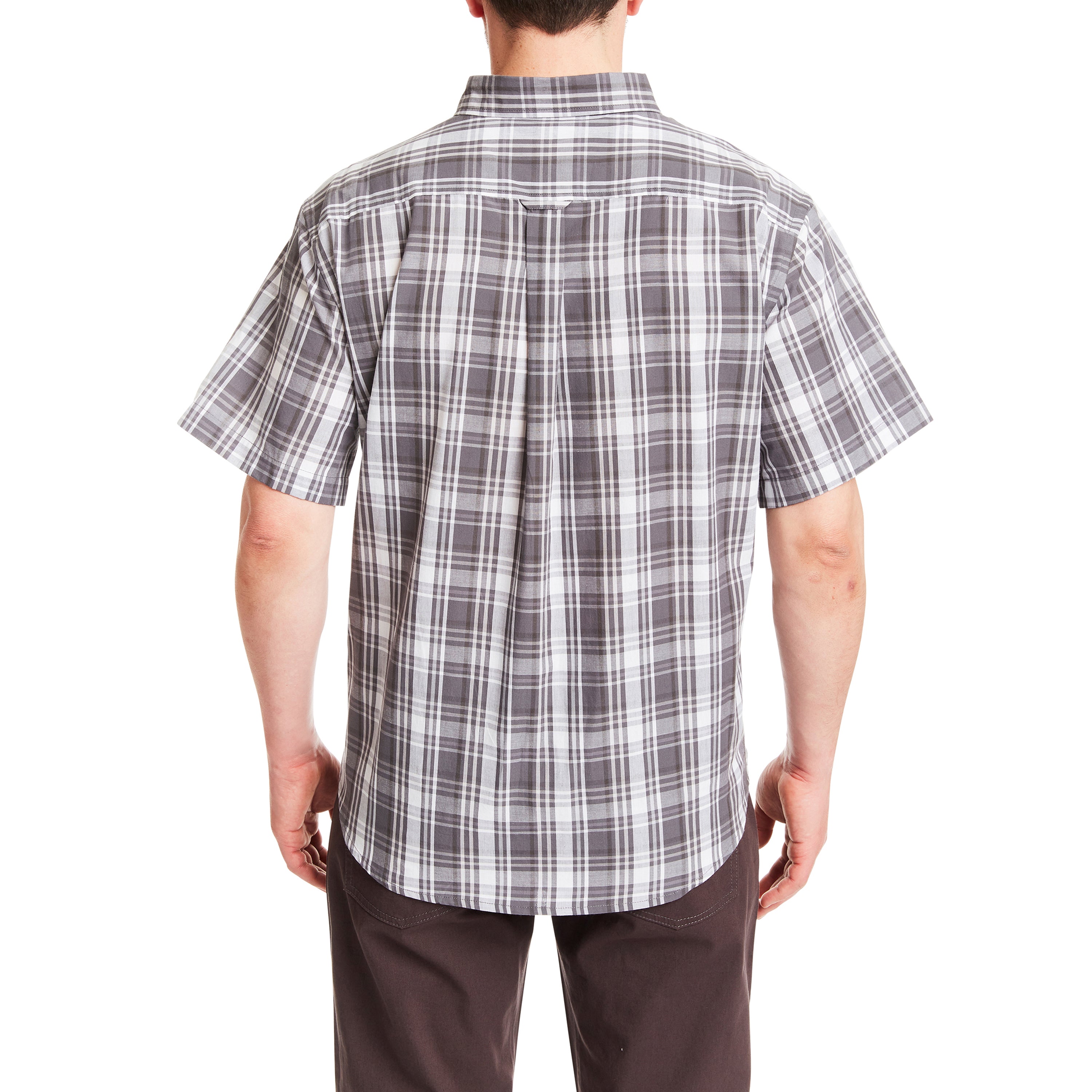  Smith's Workwear Short Sleeve Cotton Plaid Shirt - Grey-413 - Bonton