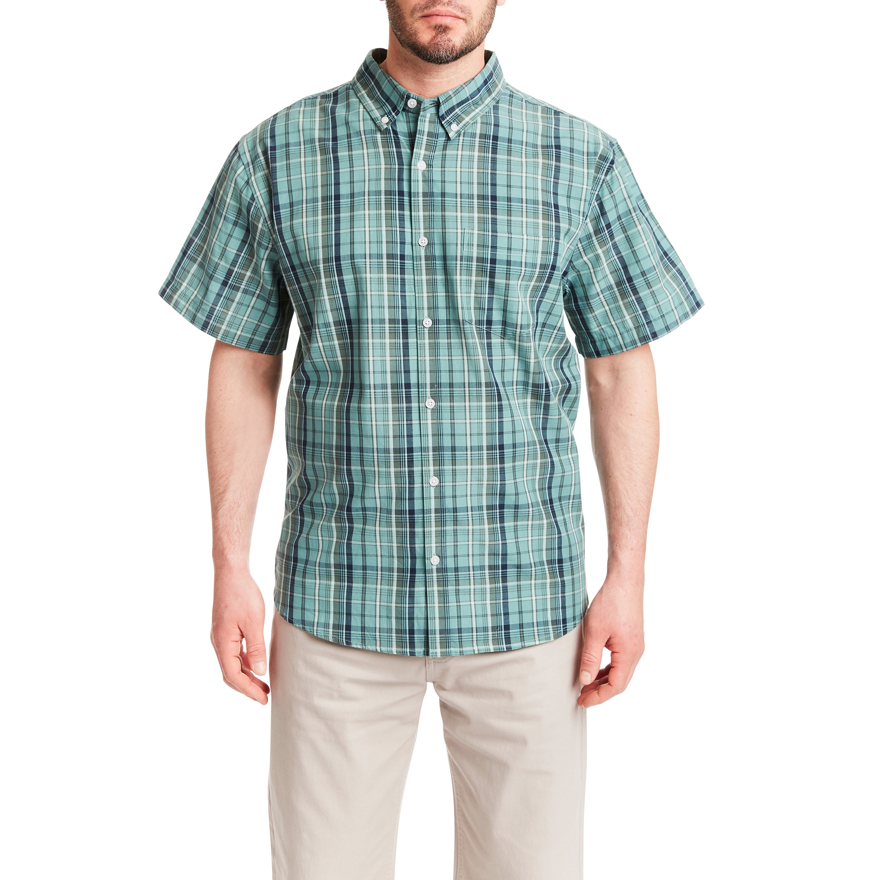  Smith's Workwear Short Sleeve Cotton Plaid Shirt - Grey-413 - Bonton