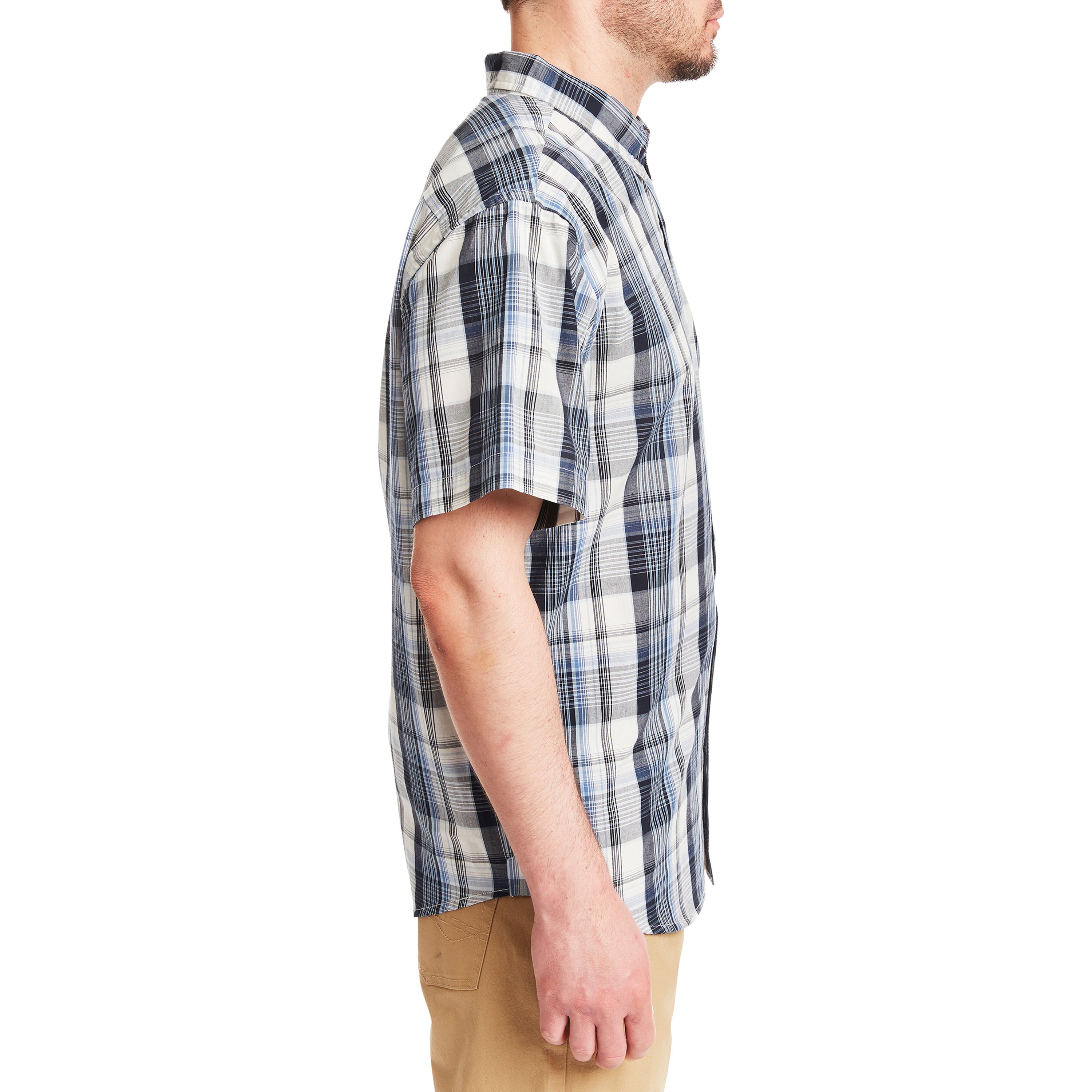  Smith's Workwear Short Sleeve Cotton Plaid Shirt - Grey-413 - Bonton