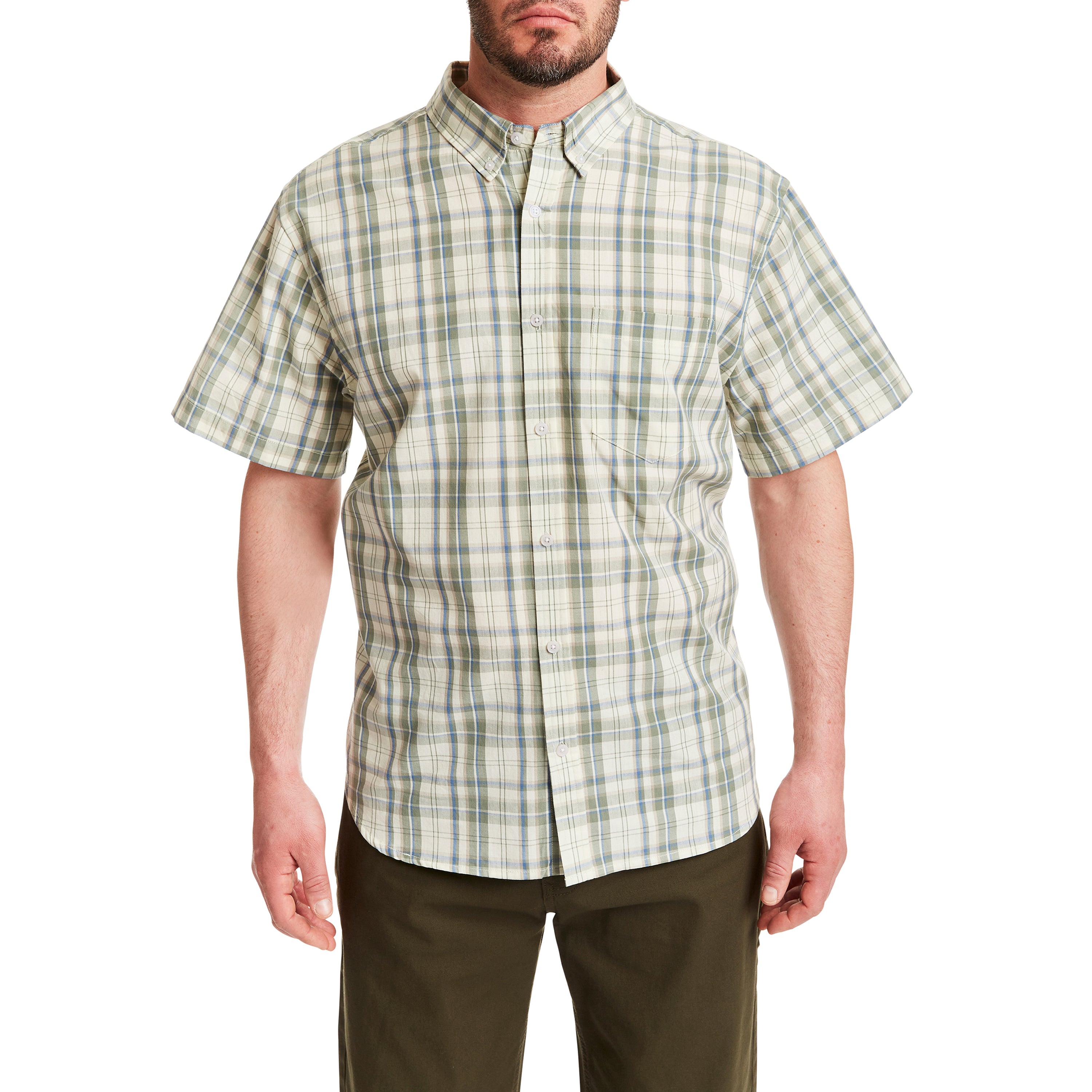  Smith's Workwear Short Sleeve Cotton Plaid Shirt - Sage-444 - Bonton