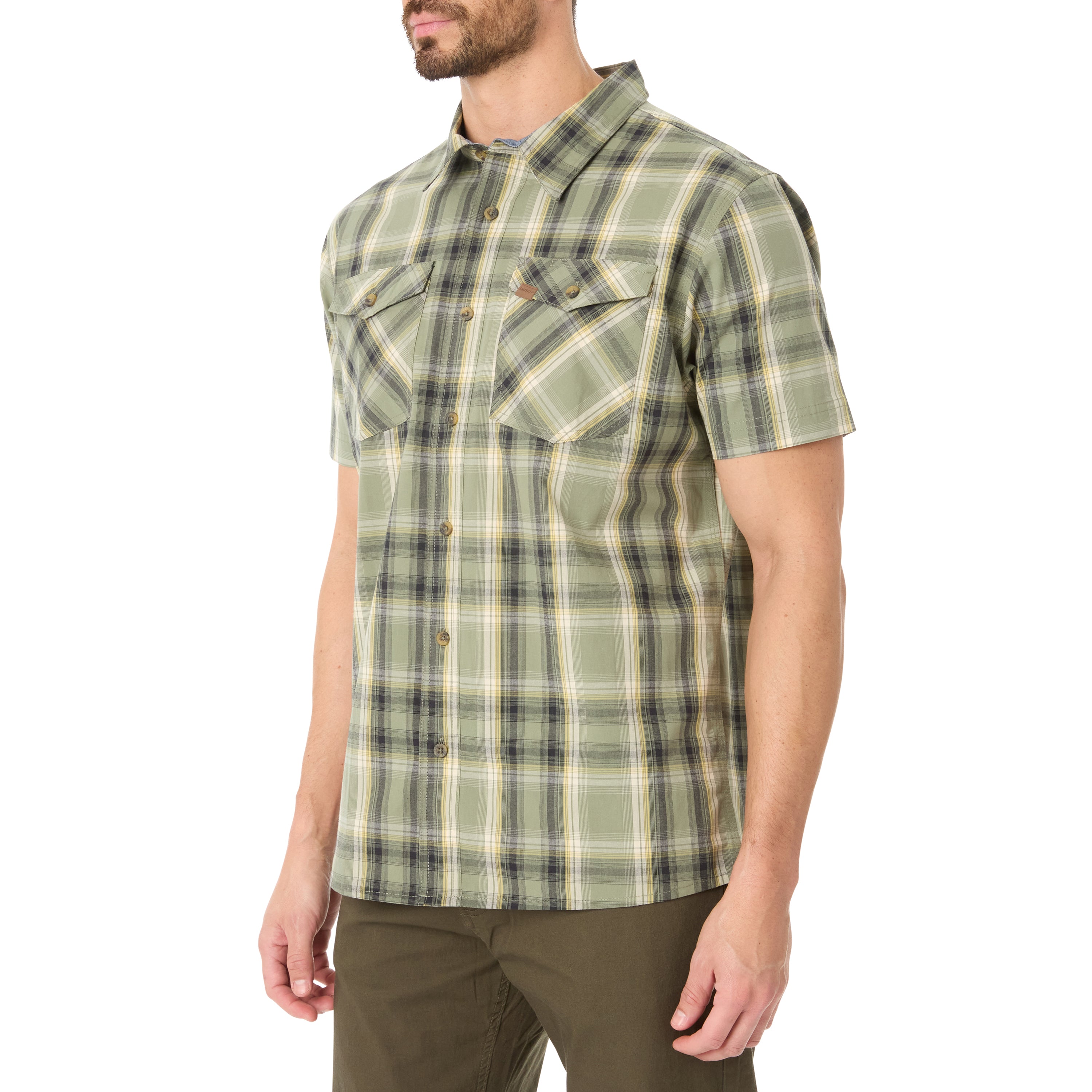  Smith's Workwear Stretch Short Sleeve Plaid Shirt - Sage-346 - Bonton