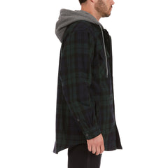 Sherpa-Lined Hooded Flannel Shirt Jacket