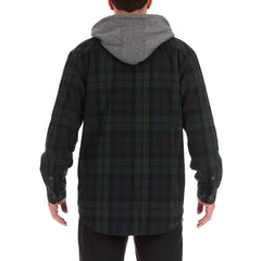 Sherpa-Lined Hooded Flannel Shirt Jacket