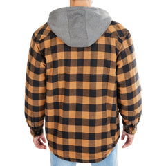 Sherpa-Lined Hooded Flannel Shirt Jacket