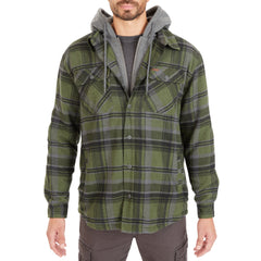 Sherpa-Lined Hooded Flannel Shirt Jacket