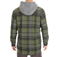 Sherpa-Lined Hooded Flannel Shirt Jacket