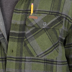 Sherpa-Lined Hooded Flannel Shirt Jacket