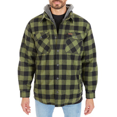 Sherpa-Lined Hooded Flannel Shirt Jacket