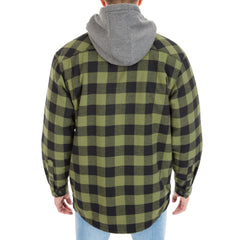 Sherpa-Lined Hooded Flannel Shirt Jacket