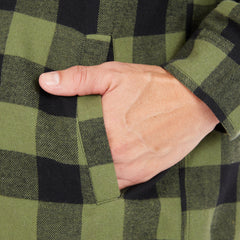 Sherpa-Lined Hooded Flannel Shirt Jacket