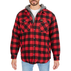 Sherpa-Lined Hooded Flannel Shirt Jacket