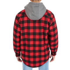 Sherpa-Lined Hooded Flannel Shirt Jacket