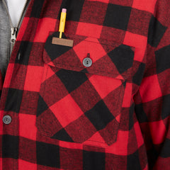 Sherpa-Lined Hooded Flannel Shirt Jacket