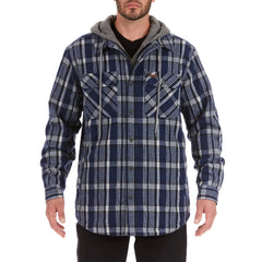 Sherpa-Lined Hooded Flannel Shirt Jacket