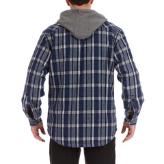 Sherpa-Lined Hooded Flannel Shirt Jacket