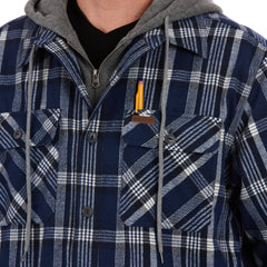 Sherpa-Lined Hooded Flannel Shirt Jacket