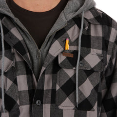 Sherpa-Lined Hooded Flannel Shirt Jacket