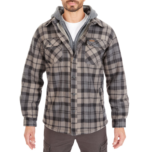 Sherpa-Lined Microfleece Shirt Jacket