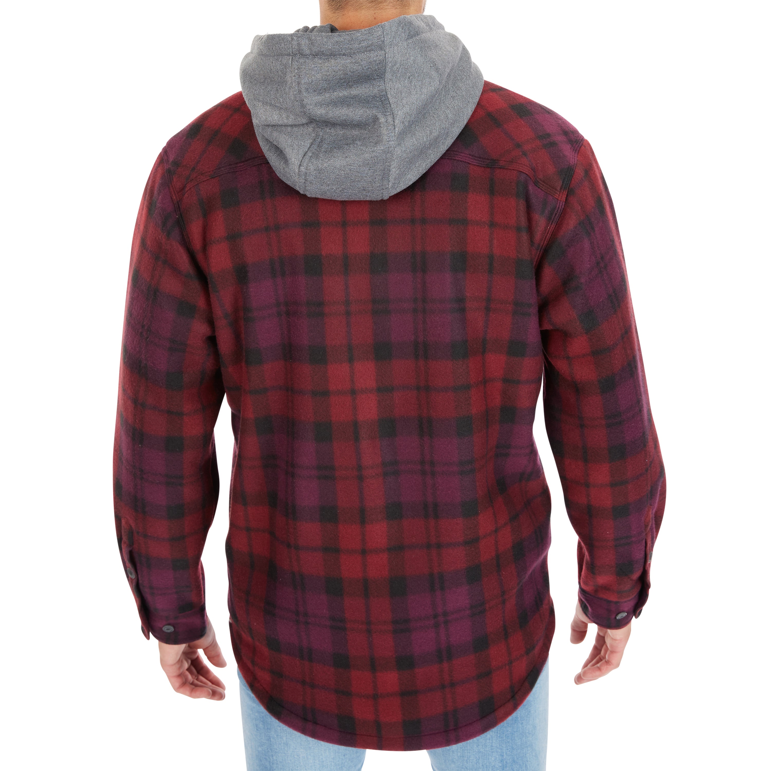  Smith's Workwear Sherpa-Lined Microfleece Shirt Jacket - Burgundy-376 - Bonton