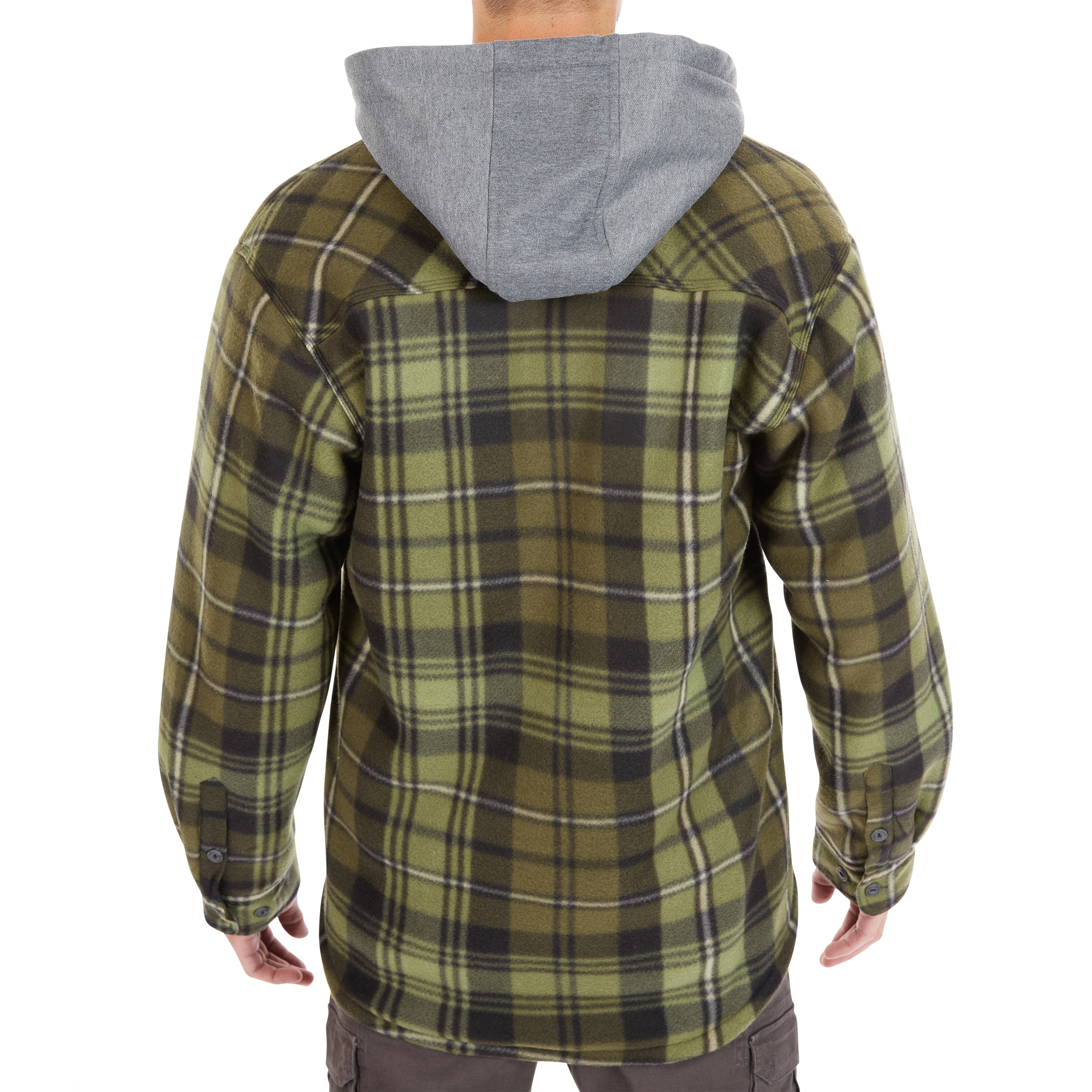  Smith's Workwear Sherpa-Lined Microfleece Shirt Jacket - Olive/Black-503 - Bonton