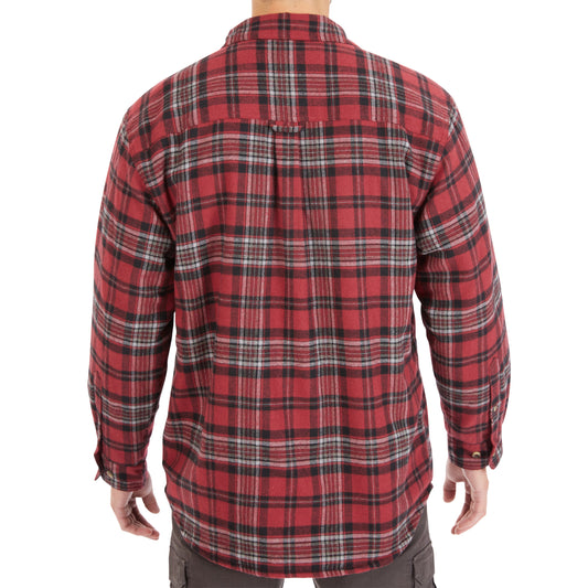 Zip-Front Sherpa-Lined Flannel Shirt Jacket