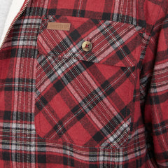 Zip-Front Sherpa-Lined Flannel Shirt Jacket