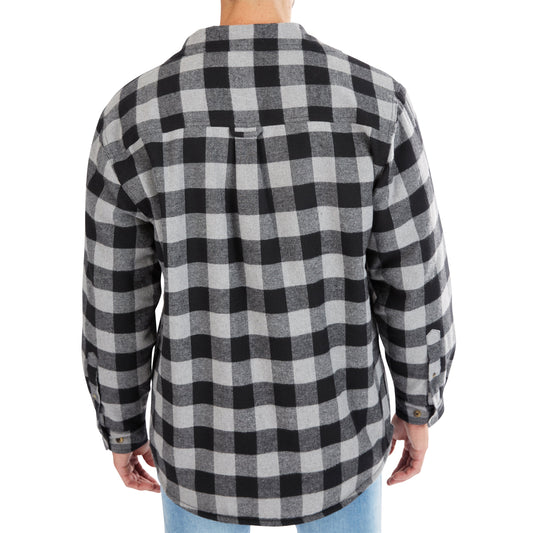 Zip-Front Sherpa-Lined Flannel Shirt Jacket