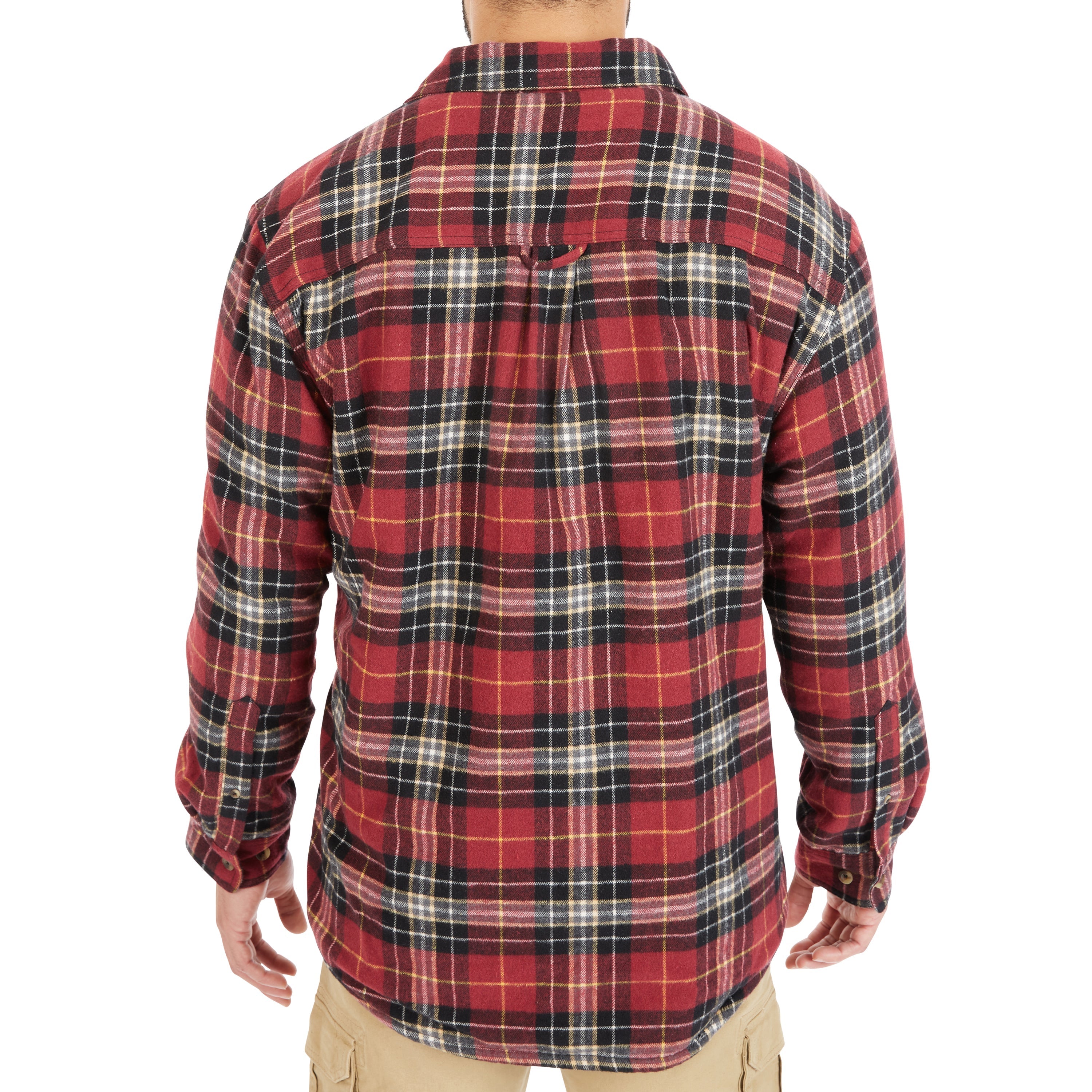  Smith's Workwear Sherpa-Lined Cotton Flannel Shirt Jacket - Red/Black-203 - Bonton