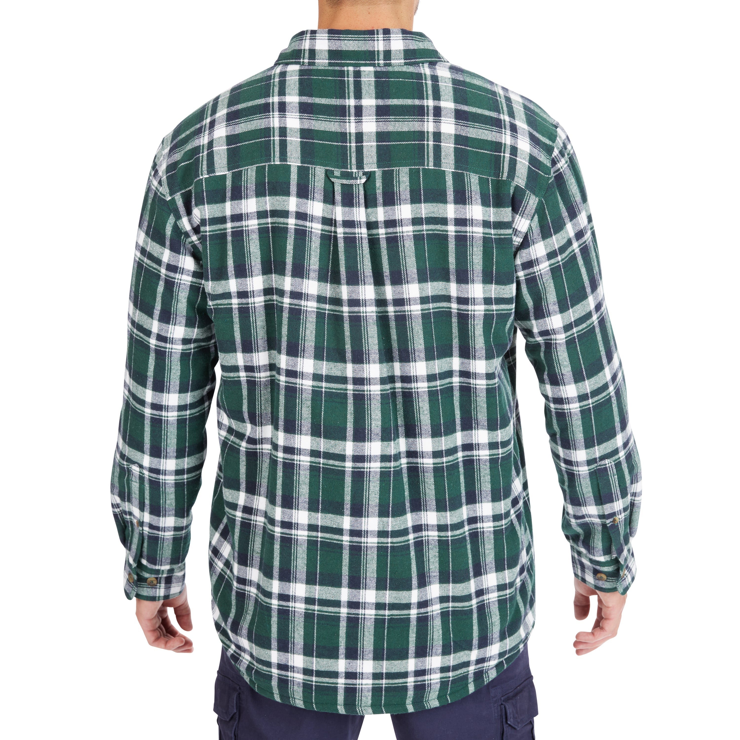  Smith's Workwear Sherpa-Lined Cotton Flannel Shirt Jacket - Hunter-437 - Bonton