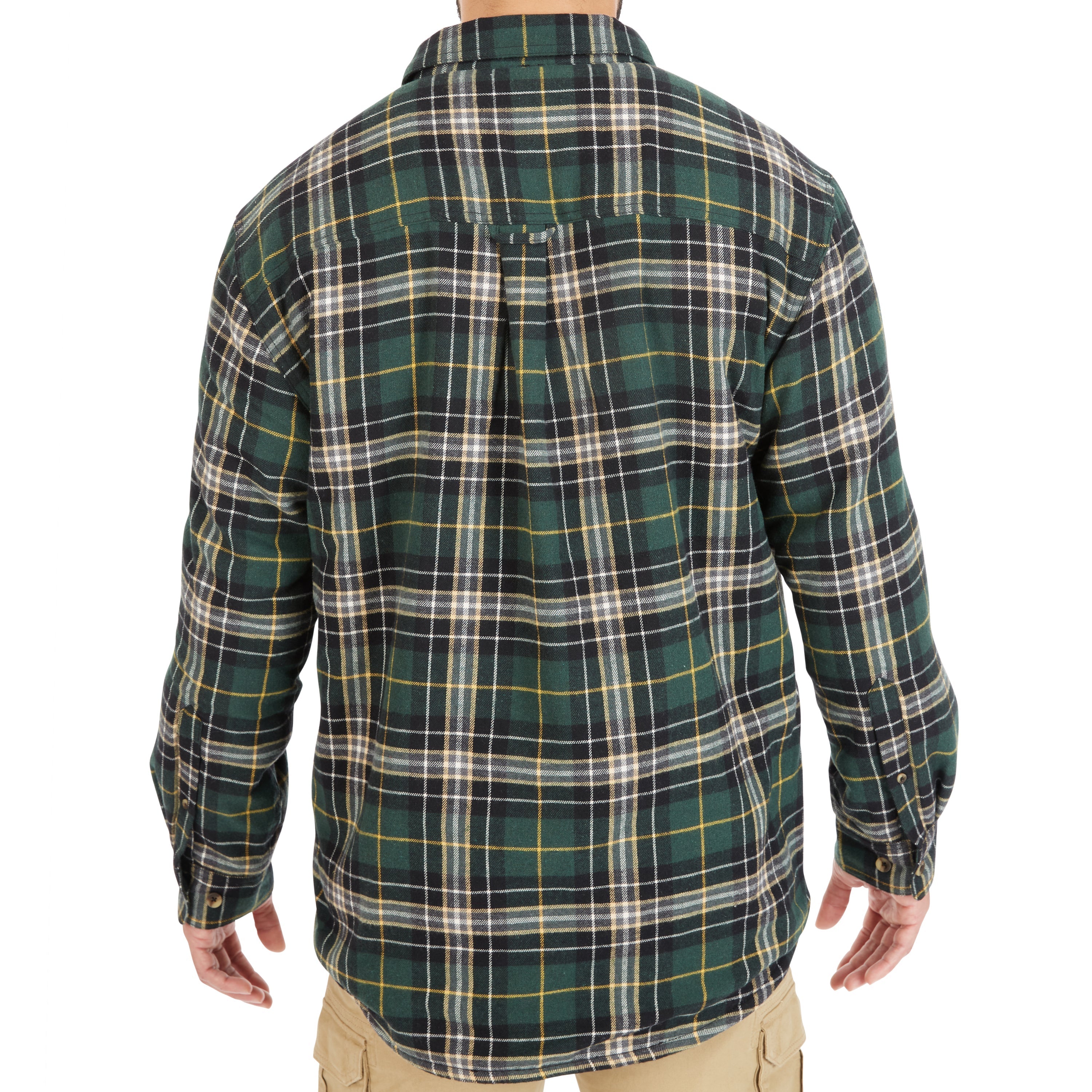  Smith's Workwear Sherpa-Lined Cotton Flannel Shirt Jacket - Stone/Black-55 - Bonton