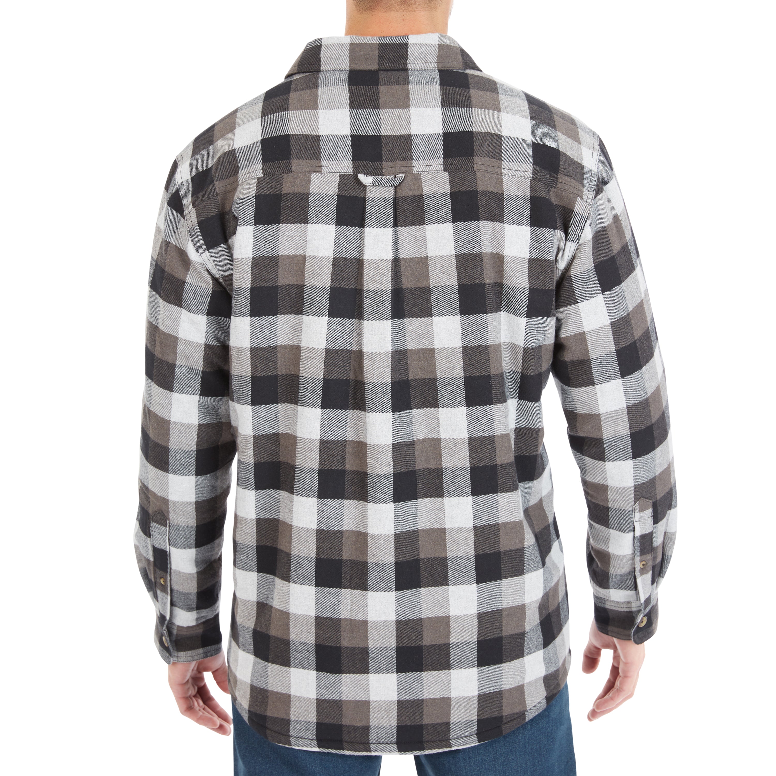  Smith's Workwear Sherpa-Lined Cotton Flannel Shirt Jacket - Stone/Black-55 - Bonton