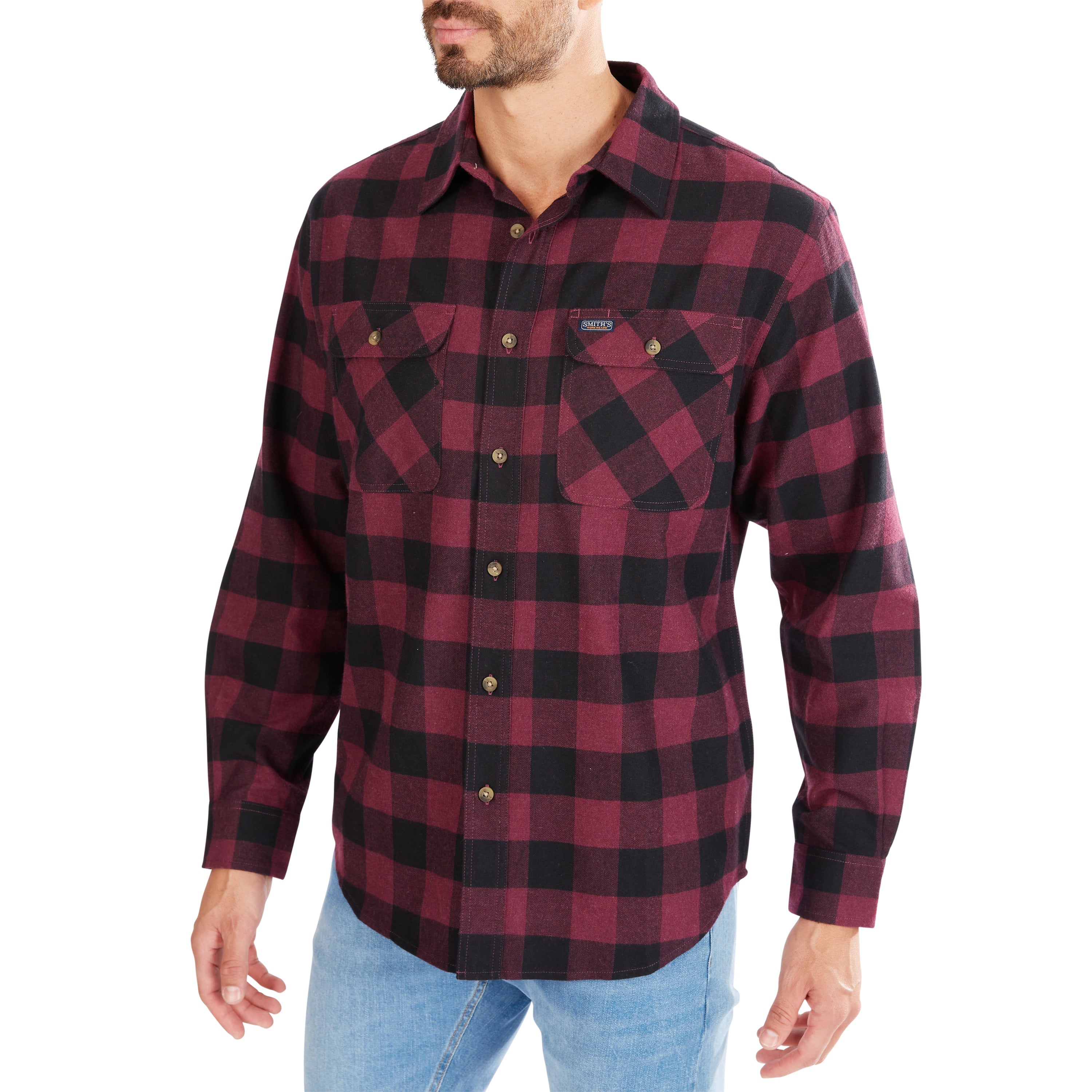  Smith's Workwear Two-Pocket Flannel Shirt - Heather Ivy/Blue-352 - Bonton