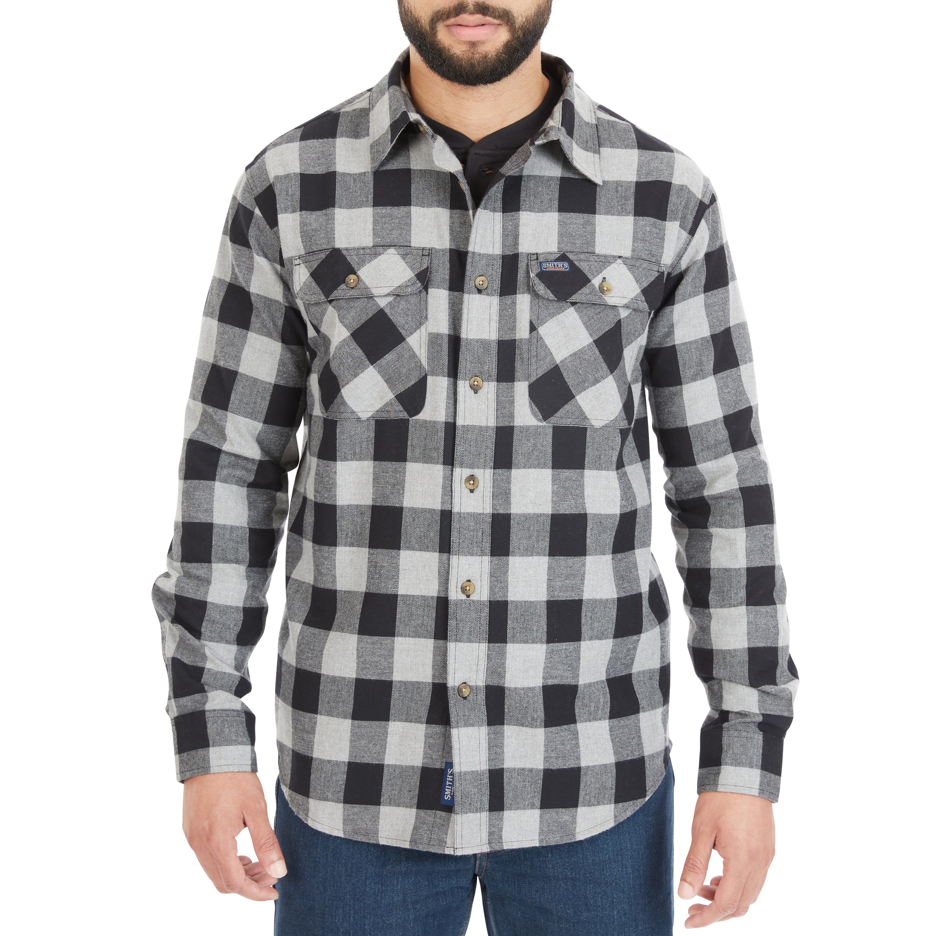  Smith's Workwear Two-Pocket Flannel Shirt - Heather Ivy/Blue-352 - Bonton