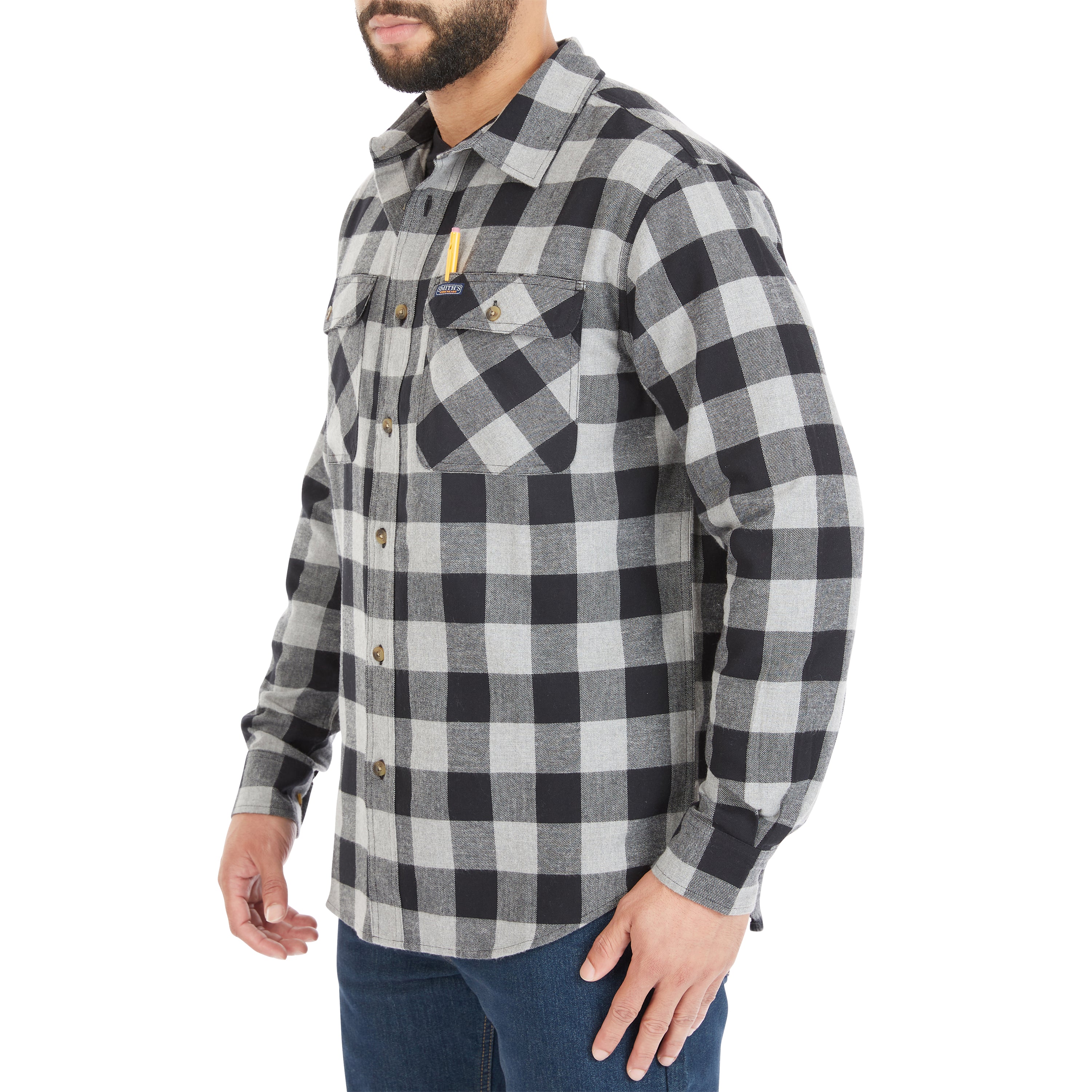  Smith's Workwear Two-Pocket Flannel Shirt - Heather Ivy/Blue-352 - Bonton