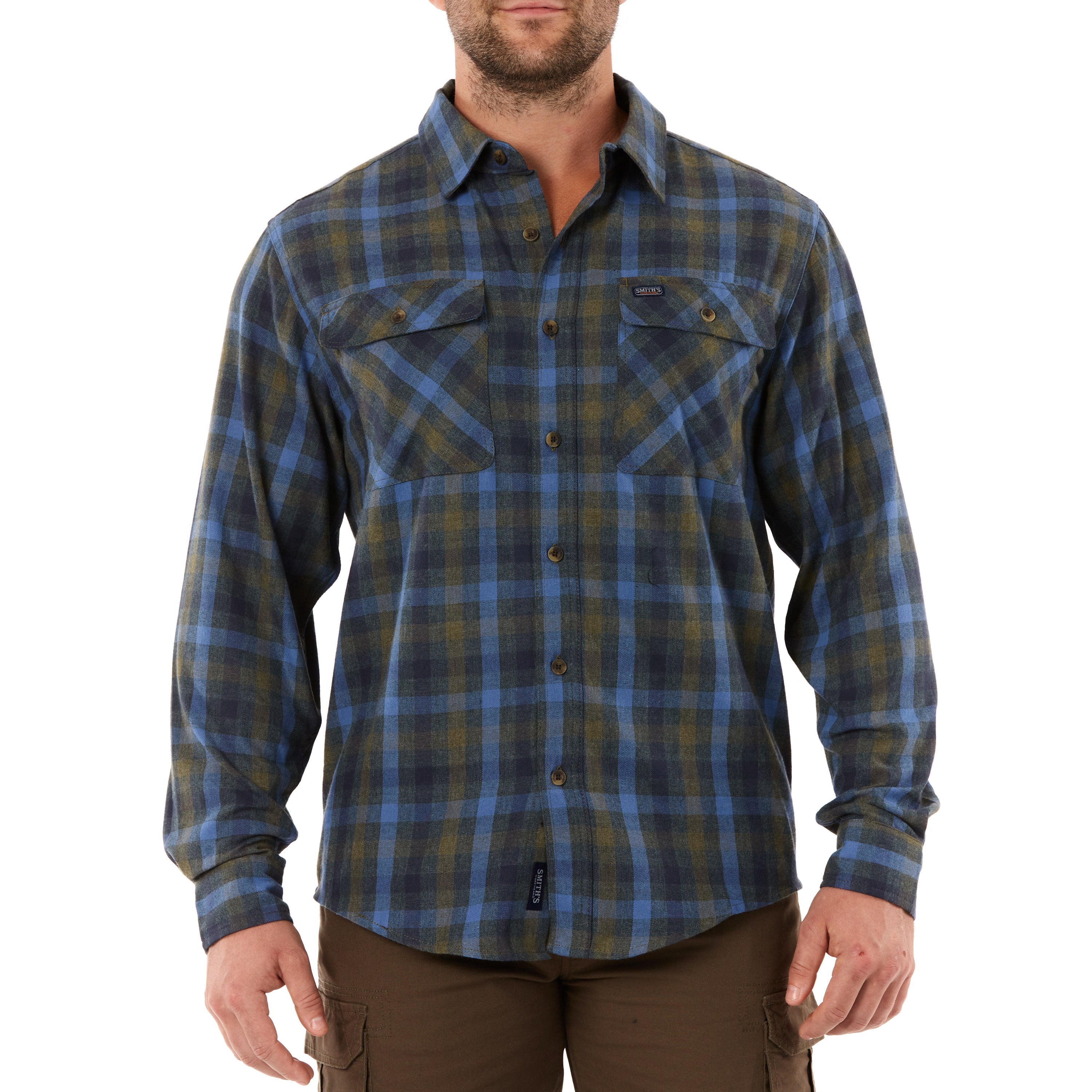  Smith's Workwear Plaid Two-Pocket Flannel Shirt - Heather Viridian-365 - Bonton