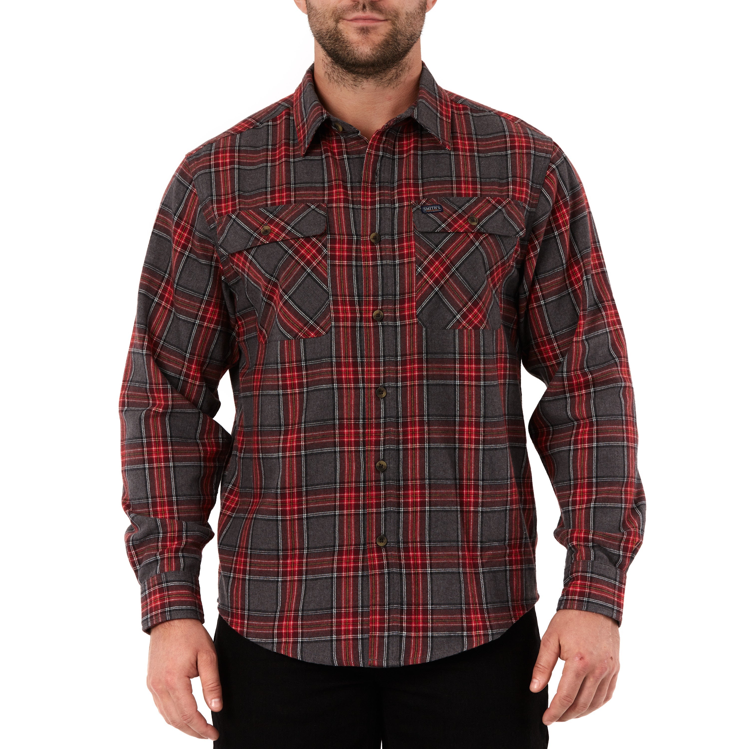  Smith's Workwear Plaid Two-Pocket Flannel Shirt - Heather Viridian-365 - Bonton