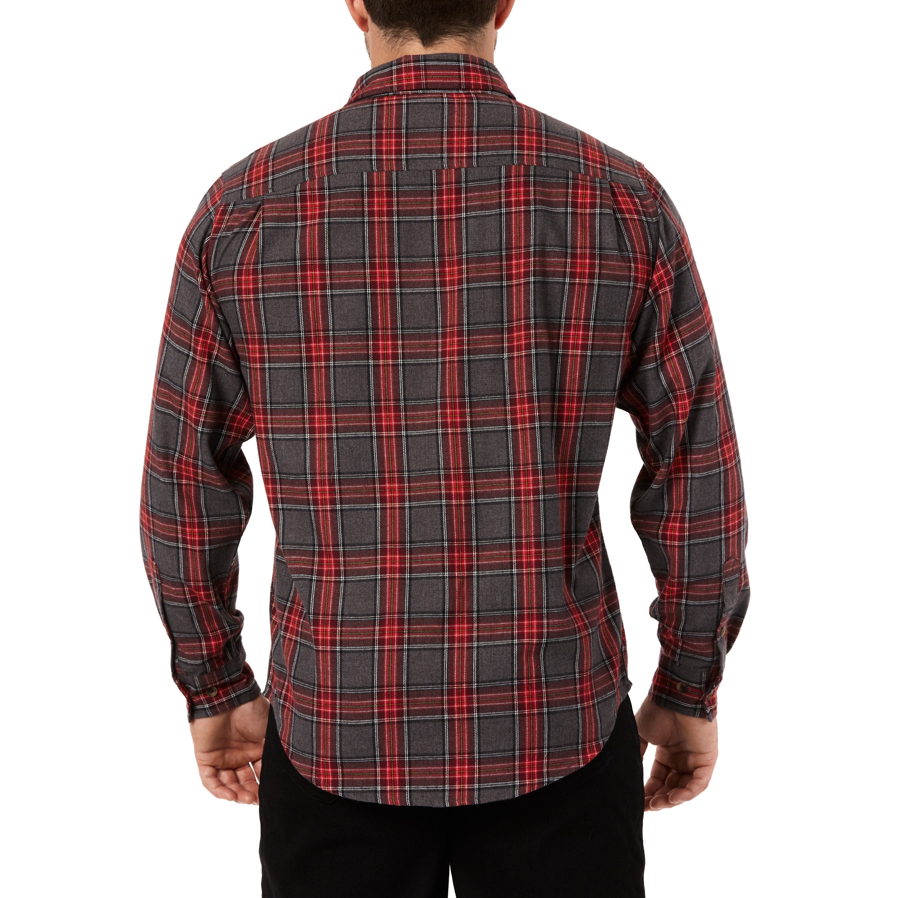  Smith's Workwear Plaid Two-Pocket Flannel Shirt - Heather Burgundy-388 - Bonton