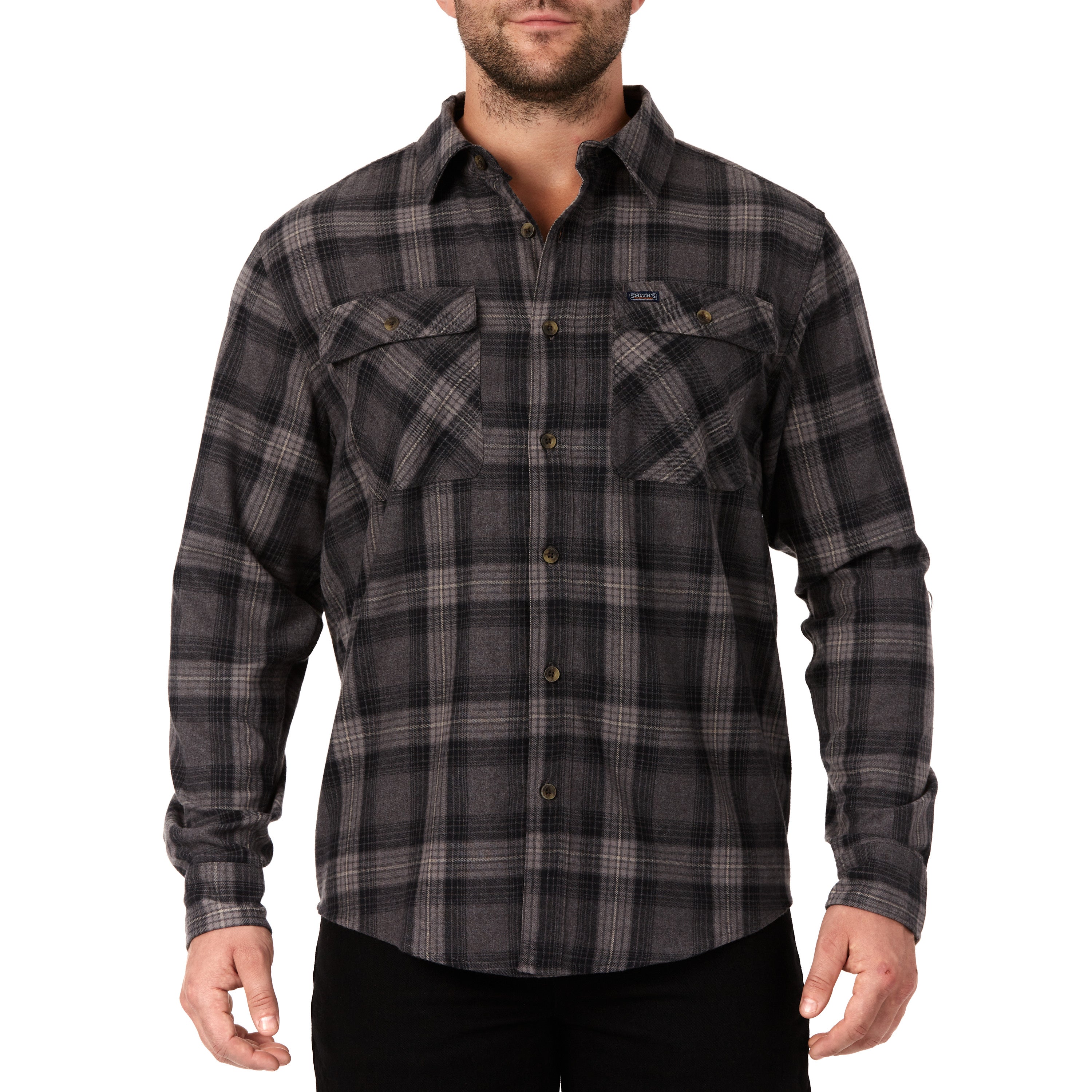  Smith's Workwear Plaid Two-Pocket Flannel Shirt - Heather Viridian-365 - Bonton