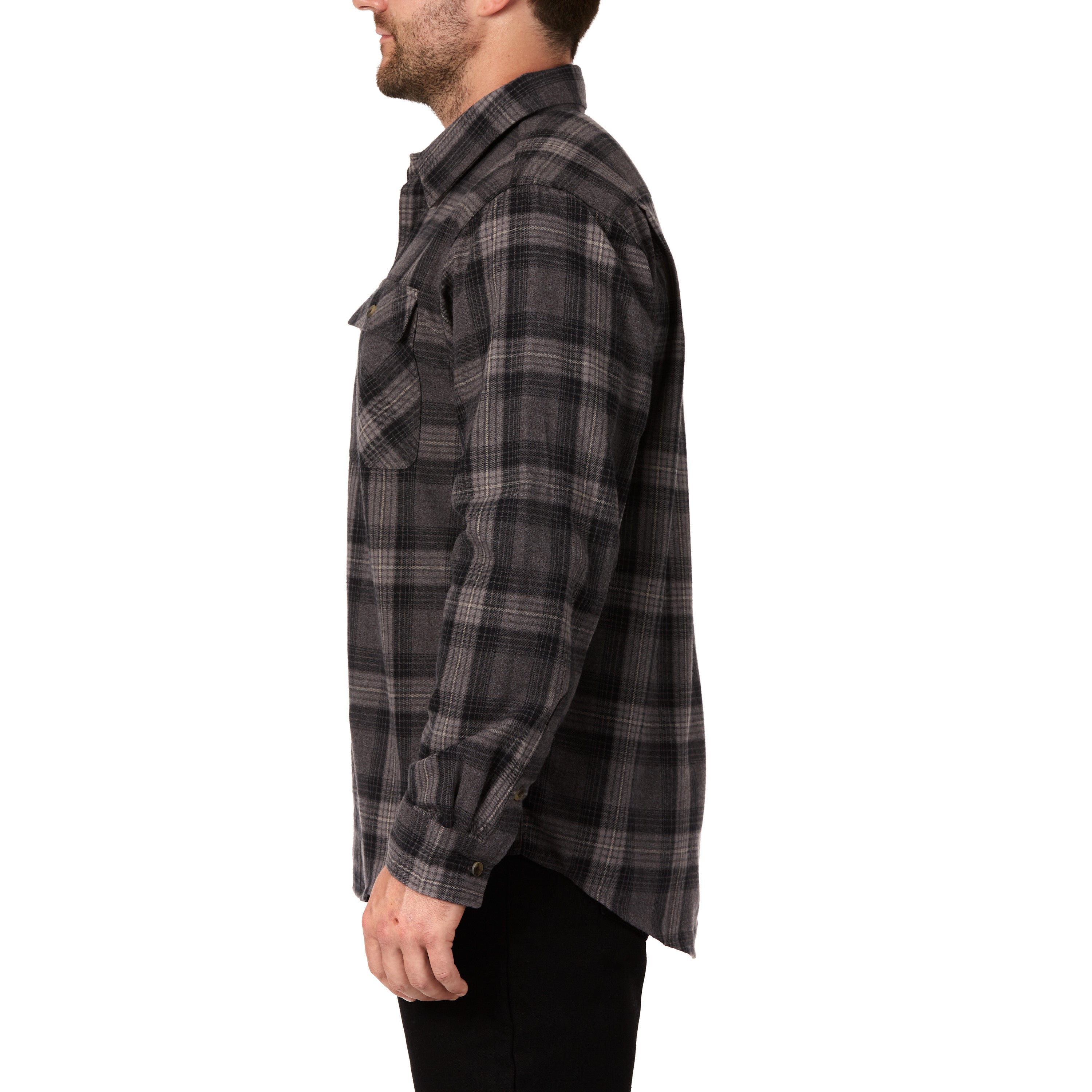  Smith's Workwear Plaid Two-Pocket Flannel Shirt - Heather Burgundy-388 - Bonton