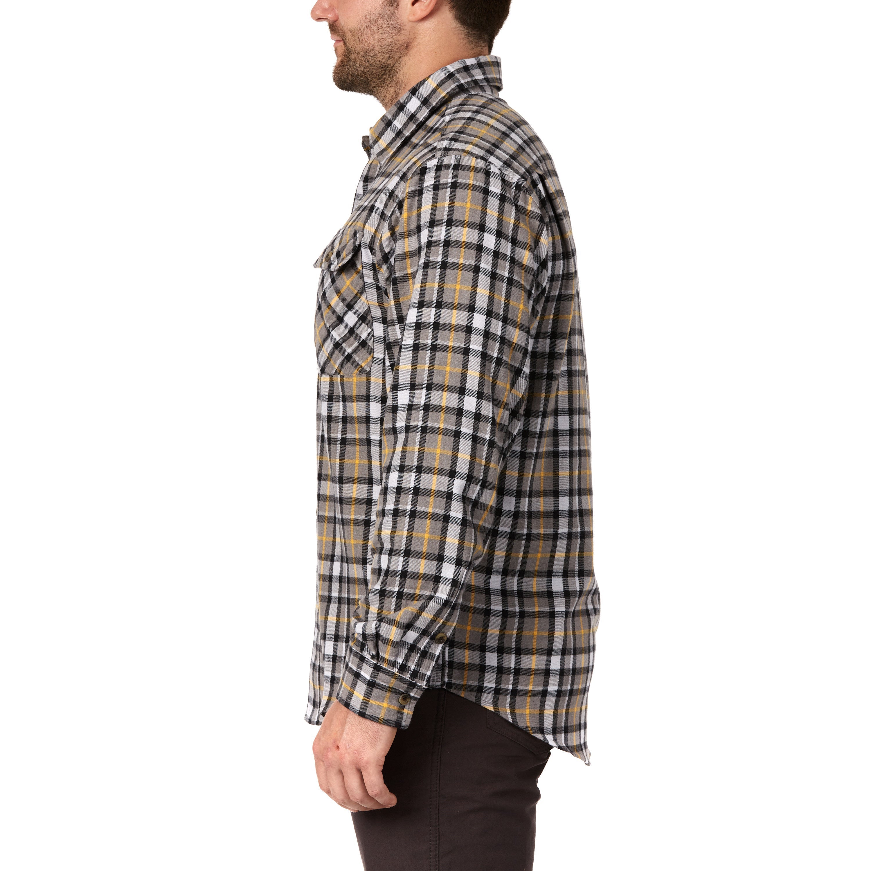  Smith's Workwear Plaid Two-Pocket Flannel Shirt - Heather Burgundy-388 - Bonton