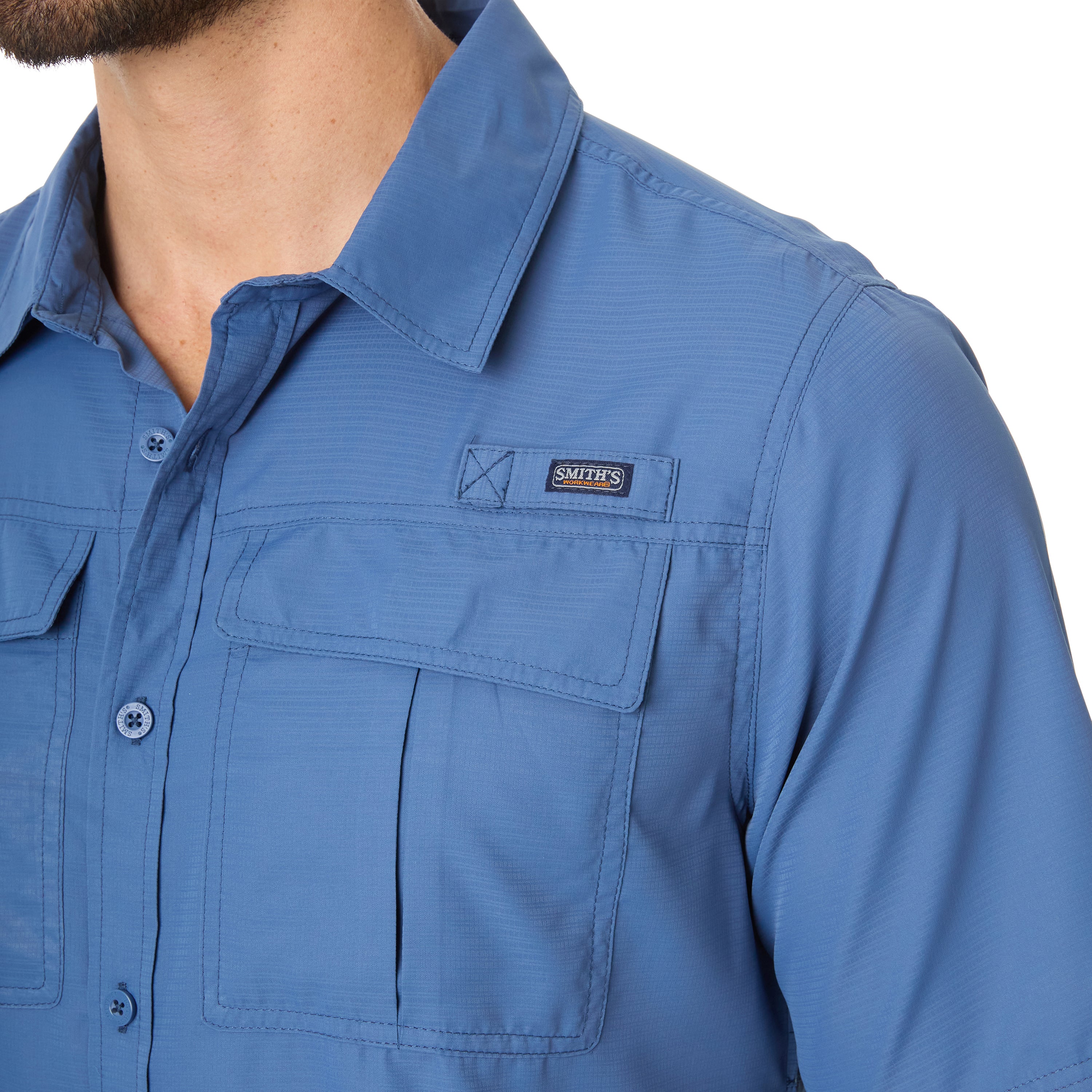  Smith's Workwear Short Sleeve Performance Fishing Shirt - Captain Blue - Bonton