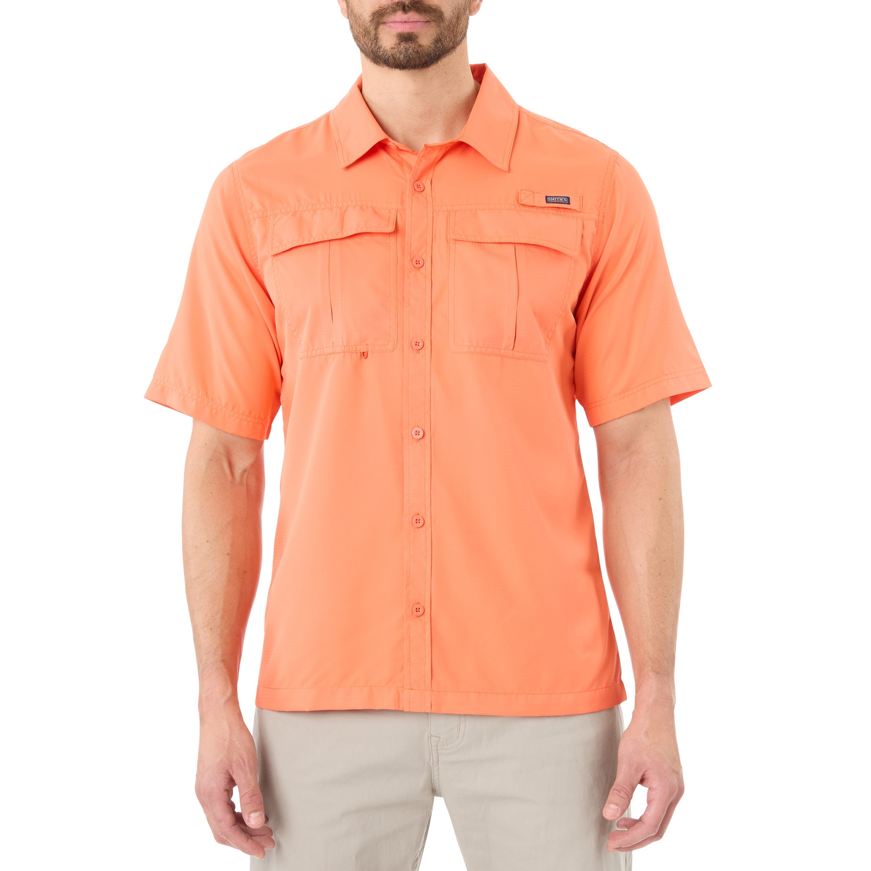  Smith's Workwear Short Sleeve Performance Fishing Shirt - Orange - Bonton