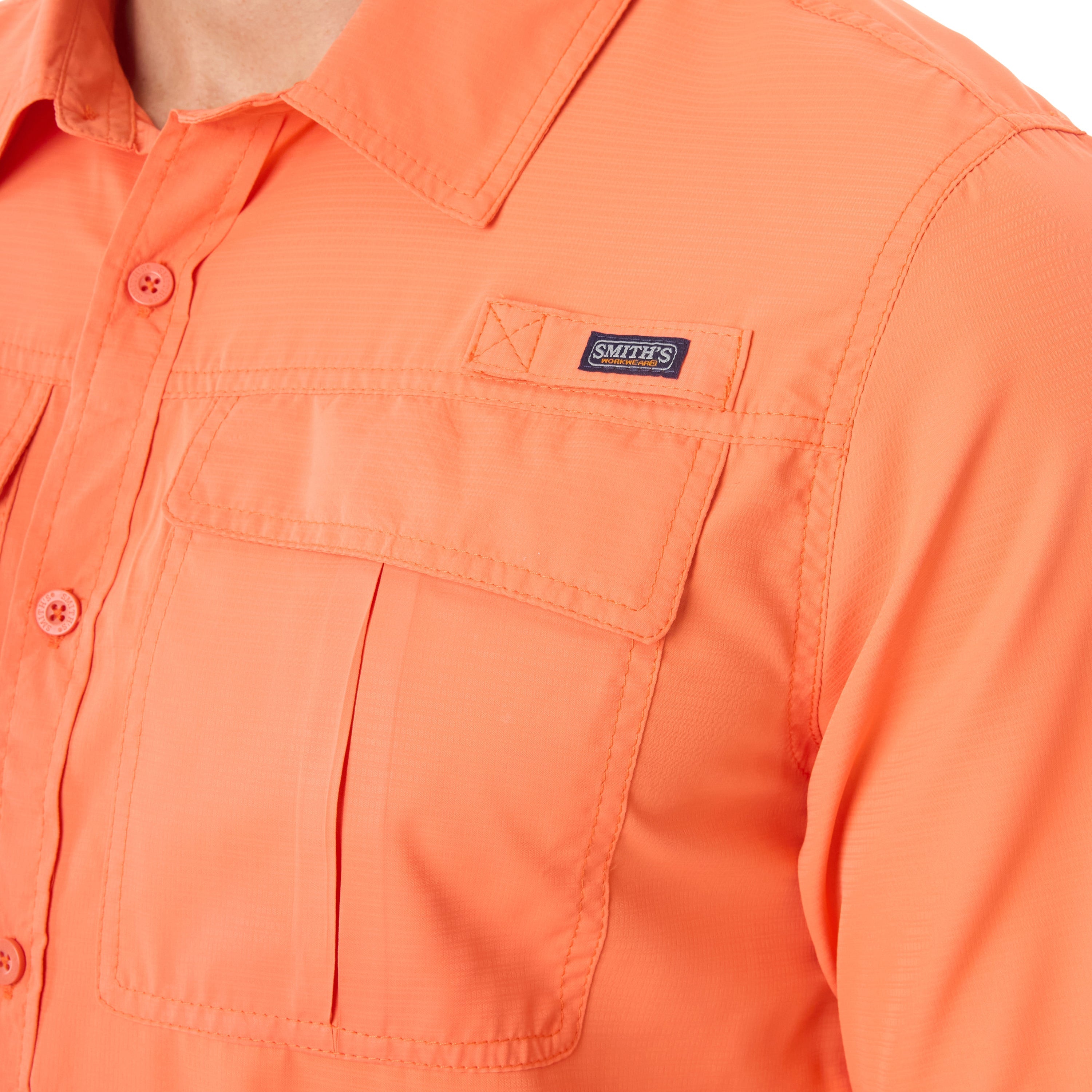  Smith's Workwear Short Sleeve Performance Fishing Shirt - Orange - Bonton