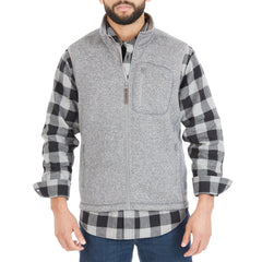 Sherpa-Lined Sweater Fleece Vest with Zip Pockets